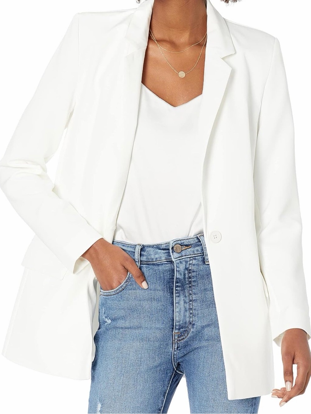 Classic White Single-Button Tailored Blazer